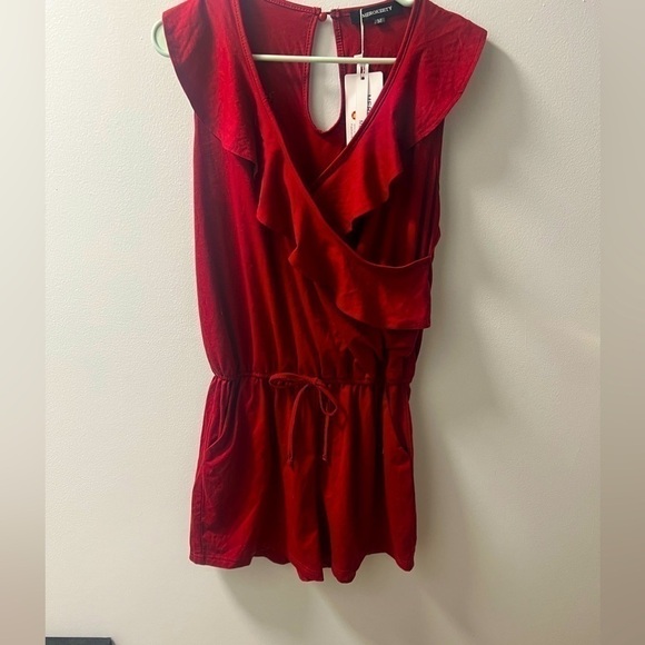 Pants - Merokeety Red Romper, drop waist with adjustable draw string & functional pocket